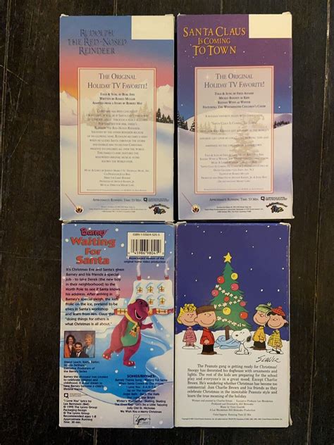 Lot Of 4 Vhs Christmas Movies Rudolph Santa Barney Charlie Brown