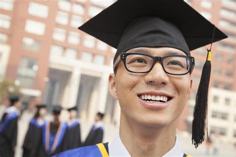 Young Graduate With Glasses Smiling, Portrait Stock Image - Image of ...