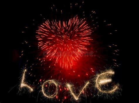 Love Fireworks Celebrating Over Marina Bay In Yokohama City Stock Image