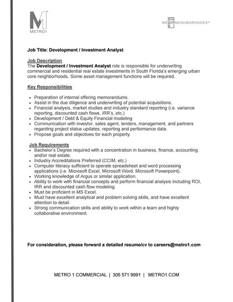 Documenting transactions and updating ledgers and the financials database. Development investment analyst | Job Description 2016 by ...