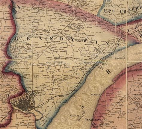 New Castle County Delaware Partial 1860 Old Wall Map Etsy