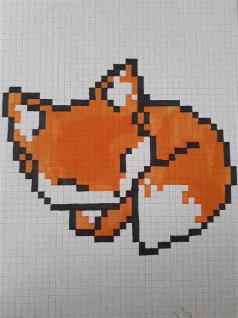 Pixel Art Fox Dessin Pixel Coloriage Pixel Dessin Pixel Art Facile
