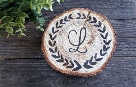 Monogram Wood Slice Signs With Wreath By Rusticloveaddiction