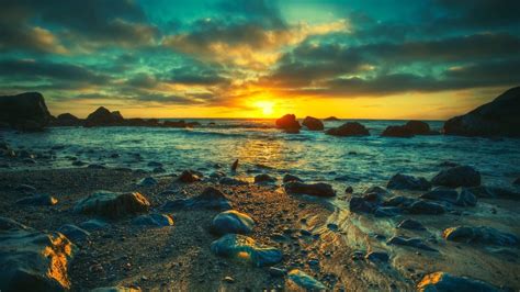 Clouds Landscapes Nature Sun Beach Hdr Photography Wallpaper