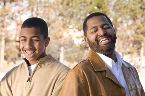 African American Father And His Teenage Son Stock Photo Image Of