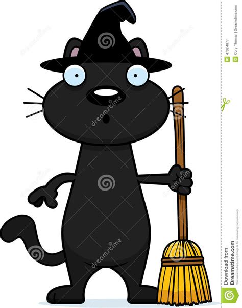 Surprised Cartoon Black Cat Witch Stock Vector Image