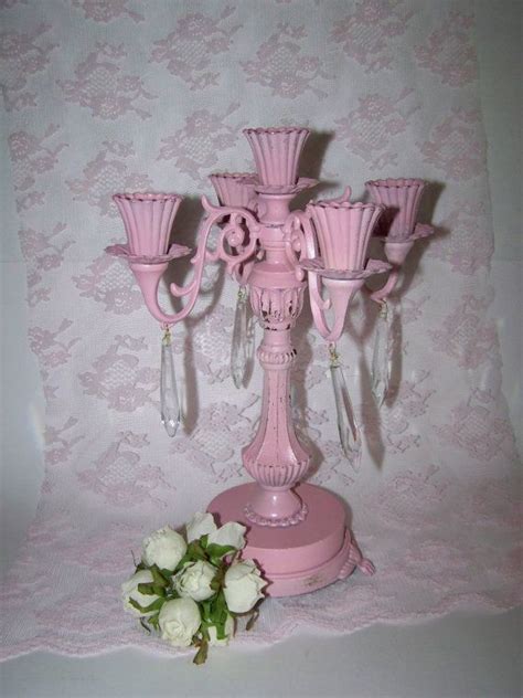 Upcycled Pink Candelabra Shabby Pink Candle By Dallas2denver 4200