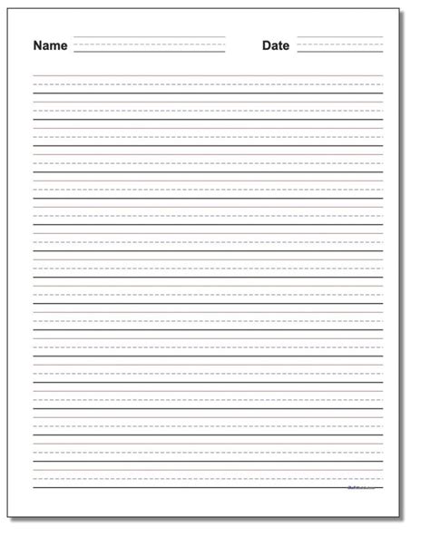 Print Sheets Two Lines First Grade Writing Paper 6 Best Images Of