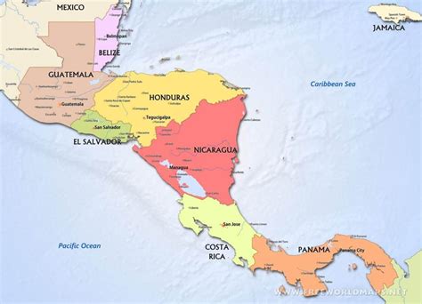 Mapa De América Central Paises Y Capitales De Centroamérica