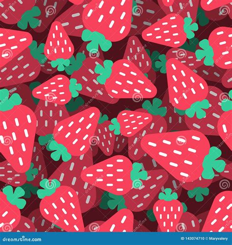 Strawberry Pattern Seamless Berry Background Summer Texture Vector