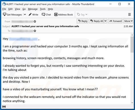 I Am A Programmer And Hacked Your Computer 3 Months Ago Email Scam