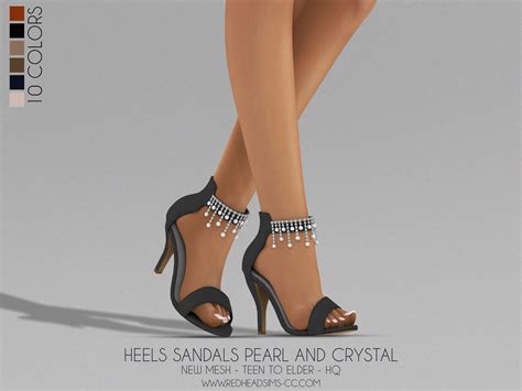 Heels Sandals Pearl And Crystal From Red Head Sims • Sims 4 Downloads
