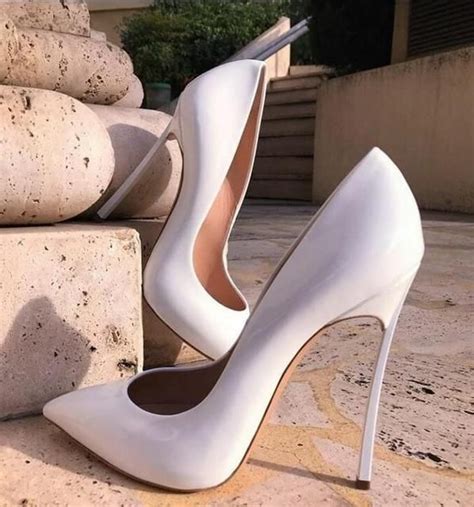 Pumps Size 13 Wedding Dress Shoes White Pointed Toe 12cm Metal Heels Pumps High Heels Slip On