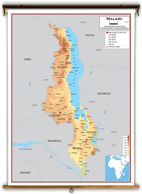 Malawi Physical Educational Map From Academia Maps World Maps Online
