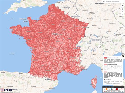 Une Carte De La Couverture Téléphonique Et Internet Mobile En France
