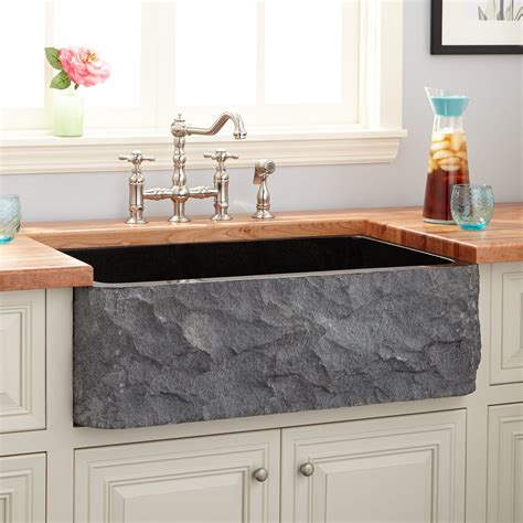 26 breathtaking farmhouse sink ideas to make your kitchen shine. 33" Polished Granite Farmhouse Sink - Chiseled Apron ...