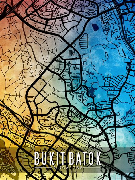 Art Prints Lifestyle Singapore Bukit Batok Map Contemporary Poster Hub