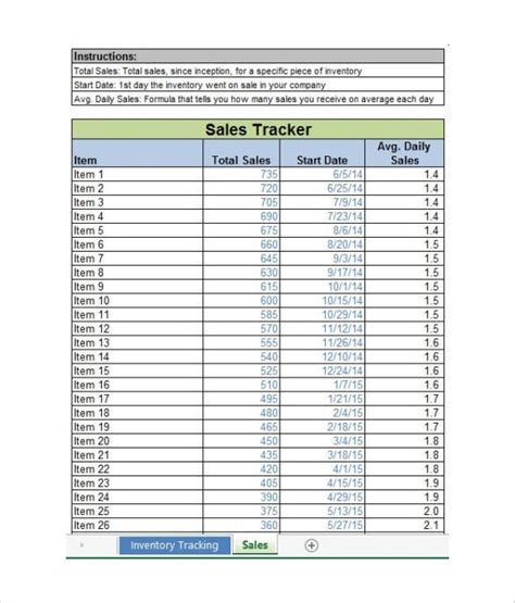 Inventory Tracking Template 6 Free Word Excel Pdf Documents