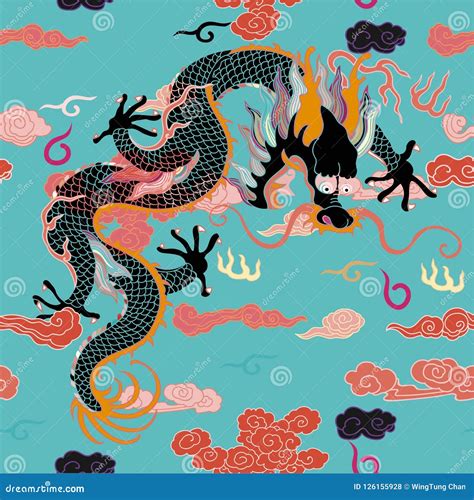Dragon With Clouds Stock Illustration Illustration Of Asian 126155928