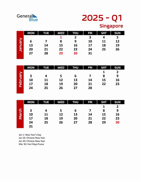 Q1 2025 Calendar With Holidays