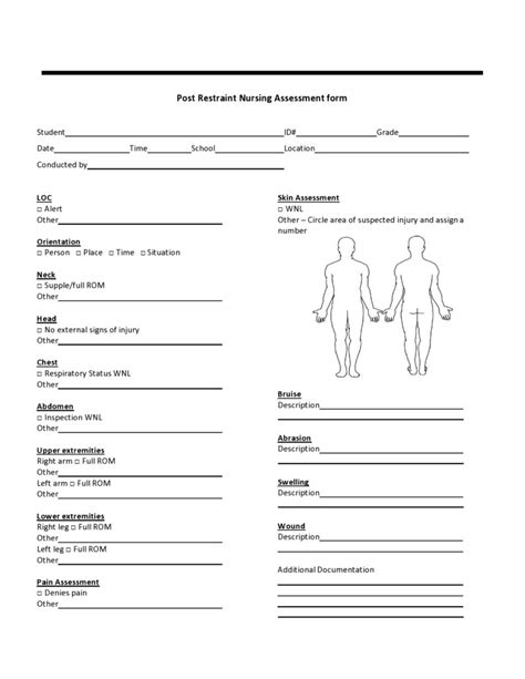 Printable Nursing Assessment Sheets