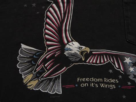 Vintage Harley Davidson Tee Shirt Black Eagle American Flag Etsy