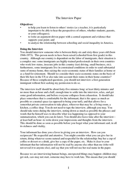 Writing An Interview Paper Sample