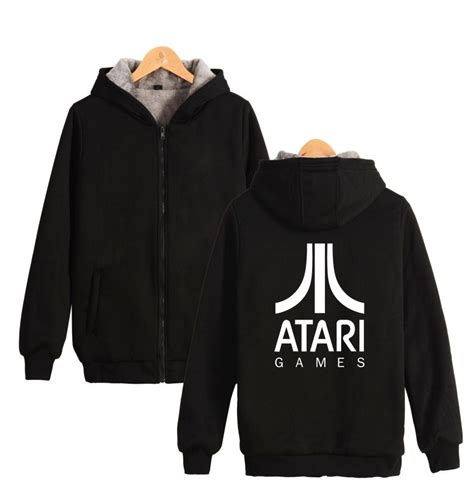 Atari Logo Of Atari Printed Thick Hoodies Sweatshirts With Zipper