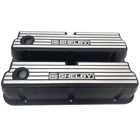Ford 351 Windsor Black Valve Covers New Wide Fins Carroll Shelby