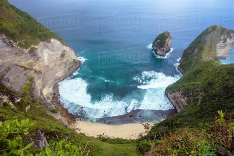 Coastline Cliffs Of Nusa Penida Island Bali Indonesia Stock Photo