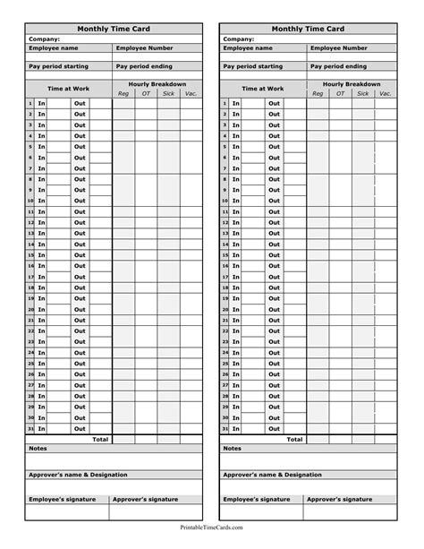 Monthly Time Cards Templates Fill Out Sign Online And Download Pdf