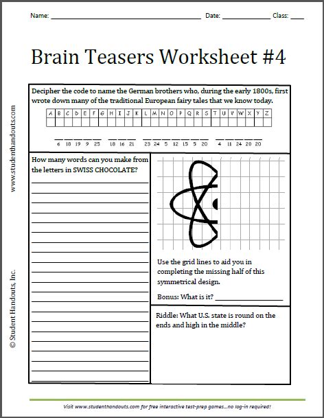 Free Printable Brain Teasers Brain Teasers With Answers Printable
