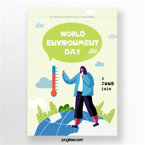 Gambar Poster Hari Lingkungan Dunia Hijau Gaya Minimalis Templat Untuk