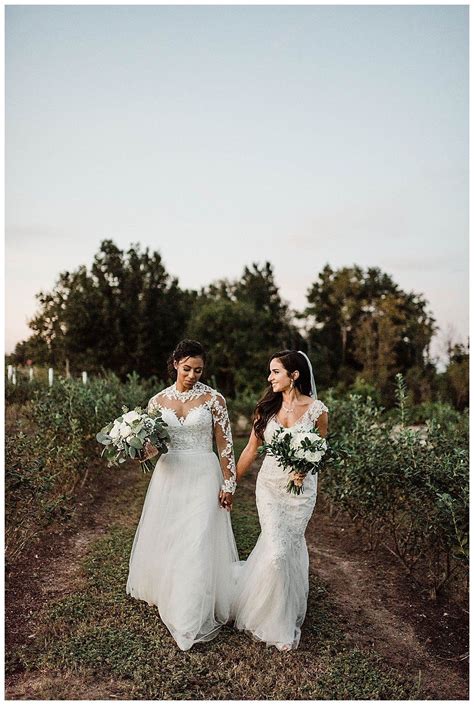 A Winery Wedding With A Modern Botanical Theme Lesbian Wedding