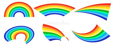 Rainbows In Different Shape Realistic Set On White Background Isolated
