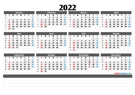 2022 Calendar With Week Numbers Printable Ee2022