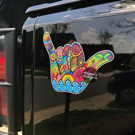 Shaka Sign Hang Loose Hand Sticker Hawaii Decal Colorful Car Kayak