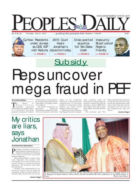Peoples Daily Newspaper, Thursday, June 21, 2012 by Peoples Media Limited - Issuu