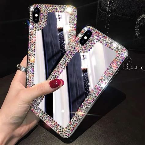 Fashion Bling Diamond Rhinestone Mirror Case For Iphone 11 Pro Xr Xs M