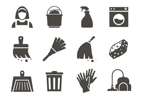 Free Maid Service Cleaning Icons Vector 127851 Vector Art At Vecteezy