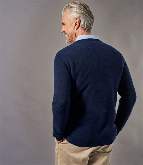 Navy Mens Pure Cashmere V Neck Cardigan Woolovers Uk