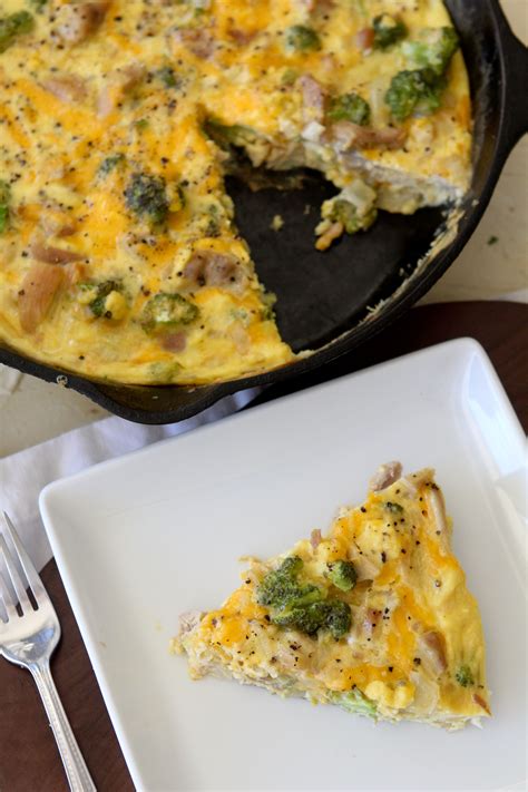 Healthy Broccoli Chicken And Cheddar Frittata Recipe The Whole Smiths