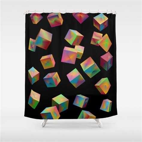 Floating Cubes 68 Cube Printed Shower Curtain Shower Curtain