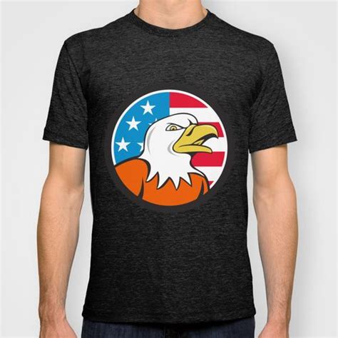 American Bald Eagle Head Angry Flag Circle Cartoon T Shirt By