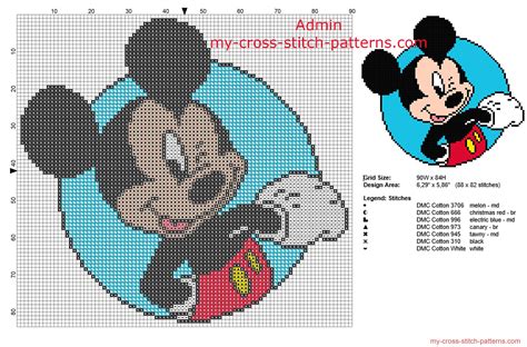 Disney Mickey Mouse Wink In A Circle Frame Free Small Cross Stitch