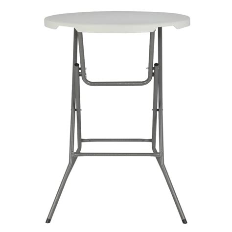 Palm Springs 32” Round White Plastic 43” High Folding Bar Table With