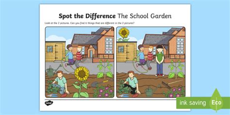 The School Garden Spot The Differences Worksheet Worksheet