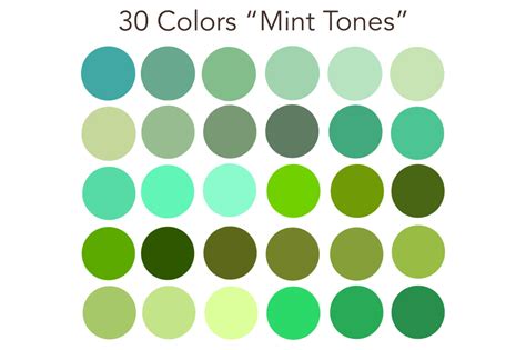 Mint Tones Color Palette 30 Colors Procreate Tool Color Etsy Uk