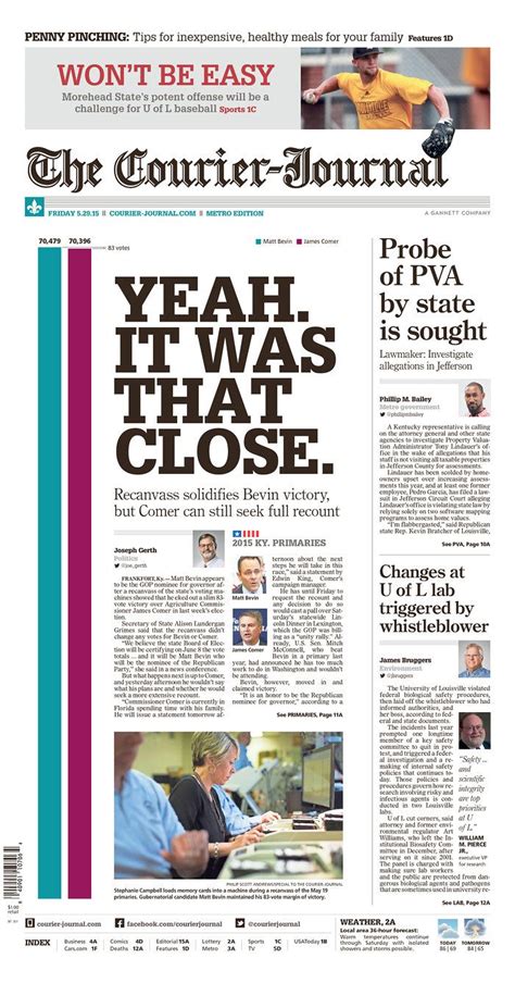 The Courier Journal Todays Front Pages Newseum Newspaper Design