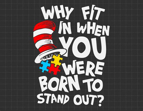 Why Fit In When You Were Born To Stand Out Cat In The Hat Svg Etsy Australia